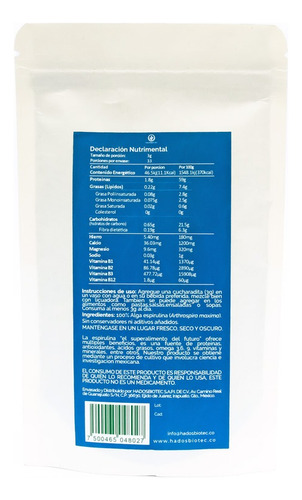 Alga Espirulina En Polvo Sin Conservadores Ni Aditivos 100 G