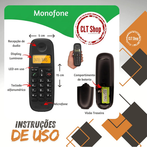 Combo Telefone Sem Fio Com 2 Ramal Para Comunicação Interna