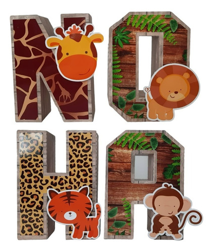 Letras 3d Animales De La Selva O Del Bosque. Decoracion X 1