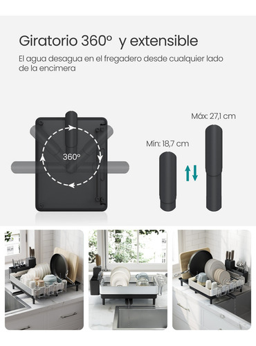 Songmics Secaplatos Kcs037b01 Color Negromkcs037b01 Color Plata y Negro