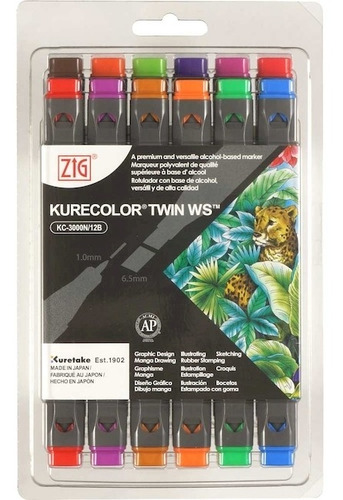 Marcadores Kurecolor Doble Punta Colores Brillantes X 12