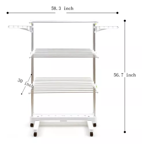 Dinamik 20 tendedero plegable de acero con ruedas para sábanas cm 190x57  100h