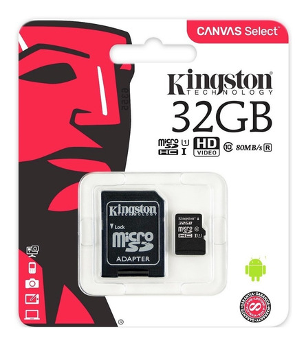 Cartão De Memória Microsd 32gb Canvas Select Plus Kingston