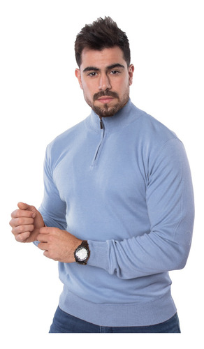 Sweater Hombre Tipo Polera Medio Cierre De Hilo Importado