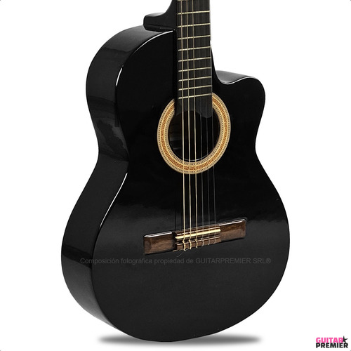 Guitarra Electrocriolla Con Corte Negro Tensor Manual Pua Gp
