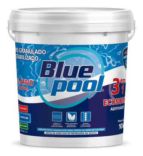 Cloro 3 Em 1 Economic Bluepool  Piscina Balde 10kg- Fluidra