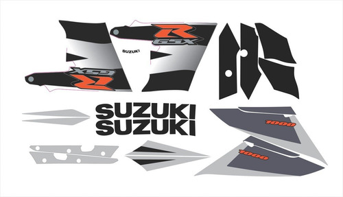 Kit Adesivos Emblemas Moto Suzuki Gsxr 1000 2003 Preta/prata