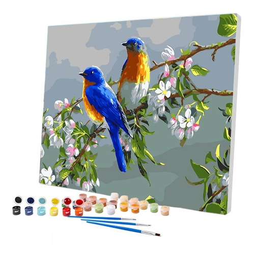 Imagem 2 de 7 de Pintura Numerada Pardais Na Primavera_p2