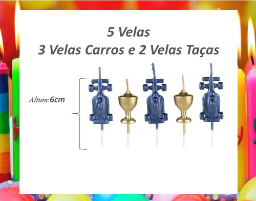 Kit Festa Carros 31 Itens Prato Copo Garfo Vela Papel Cores