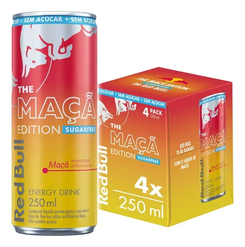 Red Bull Energético, Maçã, Sem Açúcar, 250ml, 4 latas | MercadoLivre