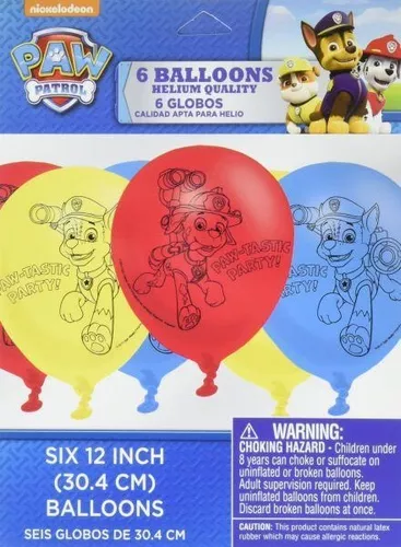 6 Globos Latex Paw Patrol Patrulla Canina Decoracion Cumplea