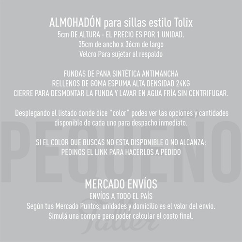 Imagen 3 de 6 de Almohadones Para Sillas Tolix Pequeño Taller