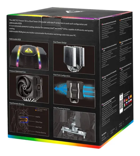 Cooler Cpu Arctic Freezer 50 Con Controlador Rgb Amd Intel