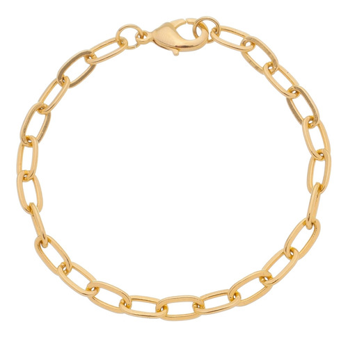 Pulseira Elo Longo Vazado Banhada Ouro 18k Dourada Feminina