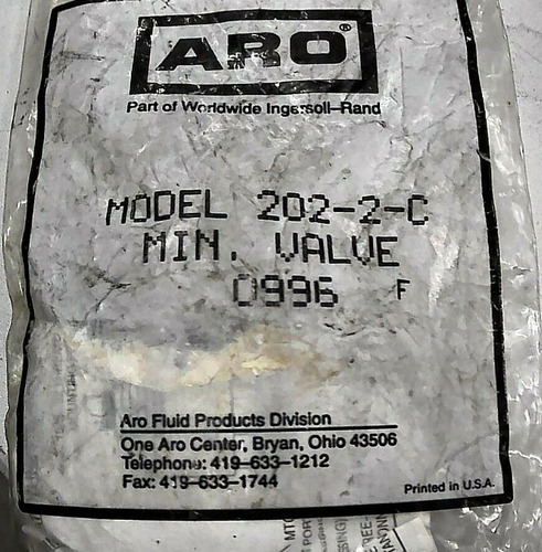 Ingersoll Rand Aro 202-2-c Pneumatic Mini-valve Compress Mmj