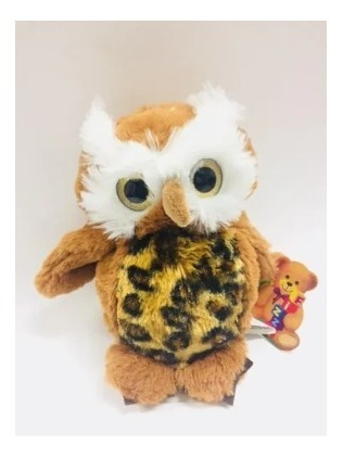 Imagem 2 de 2 de Urso De Pelúcia Corujas Branca Ou Marrom- 18 Cm