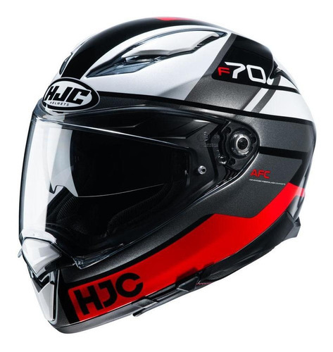 Capacete Hjc F70 Tino Preto Branco E Vermelho 59 Cor preto,branco,e vermelho