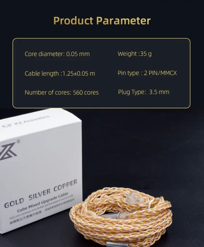 Cable Kz In Ear Copper Ofc Oxygen Free 120cm Linea Pro