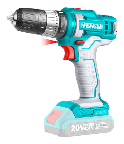 Taladro Percutor Y Atornillador Inalámbrico Total 20v, Mandril 10mm, 45nm - Con 2 Baterías 2.0ah Litio-ion, Cargador, Maletín Plástico Y Mechas - Tidli20145