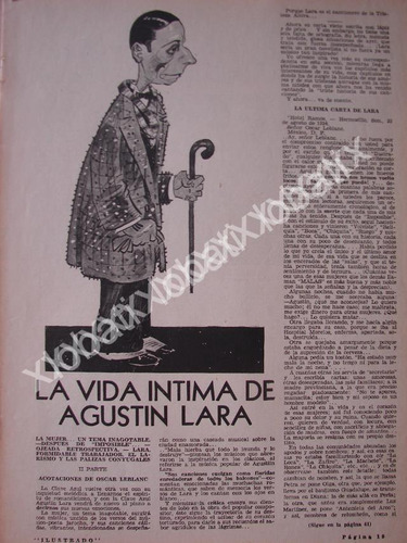 Cartel Retro La Vida Intima De Agustin Lara 1934 /