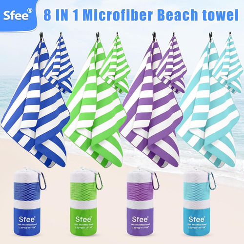 Paquete 4 Toallas Microfibra Super Absorbentes Para Viaje