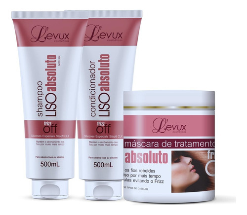 Kit Shampoo, Condicionador E Máscara Liso Absoluto Levux