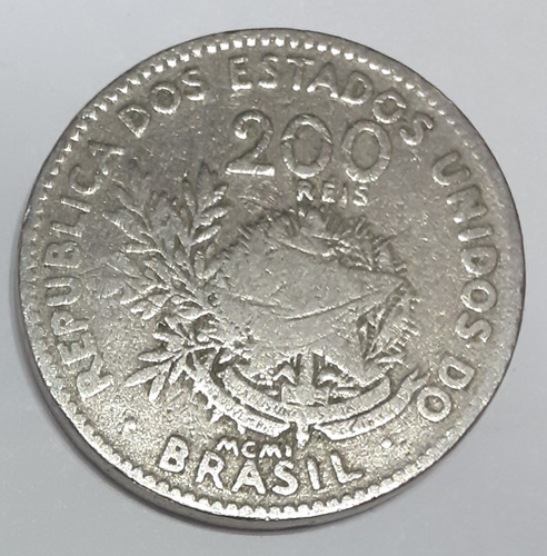 Moeda De 200 Réis Mcmi 1901 Brasil República Velha 1839-1930 (Usado)
