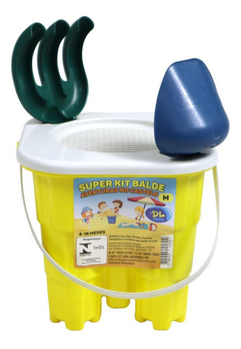 Kit Praia 10 Peças Com Balde Castelo Quadrado 15cm Bel