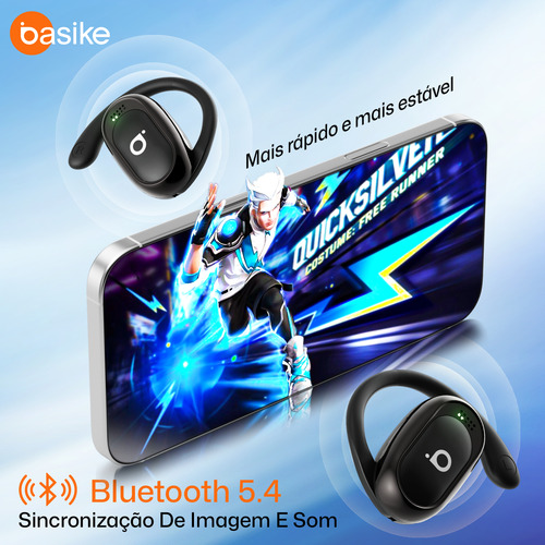 Basike Fone De Ouvido Sem Fio Bluetooth Ows Com Display Led