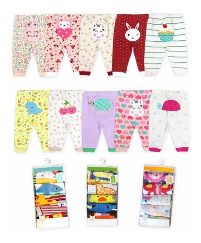 Imagen 4 de 7 de Pantalones Pack Set 5 Calzas De Algodón Bebe (niño) O (niña)