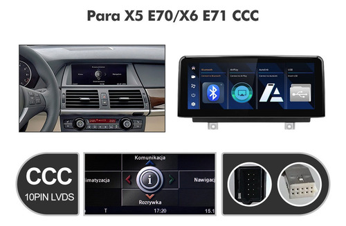 Estéreo Carplay Airplay Para Bmw X5 E70/x6 E71 Ccc Bt Gps