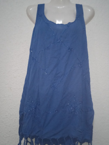 Musculosa Hindú Dama Talle M Azul Francia Bordados Y Brillos