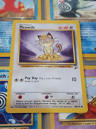 Meowth 80/130,original De Pokemon Tcg,1999-2000