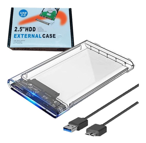 Case Hd Externo De 2,5  Sata Para Usb 3.0 Transparente