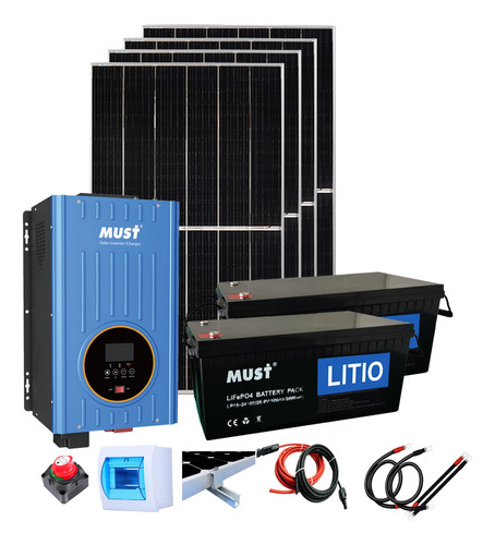 Kit Solar 3kw Baterías Litio 5.12 Kwh Paneles Solares 1600w