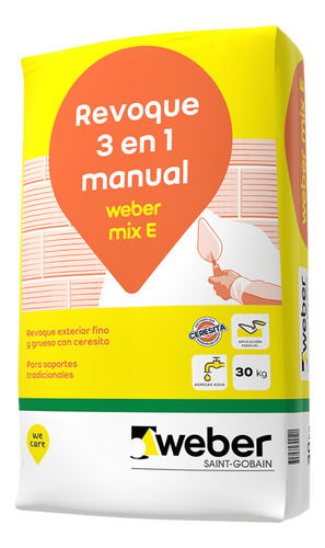 Revoque Exterior 3 En 1 Mix E Weber 30 Kg