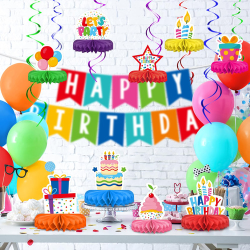 Centro De Mesa Para Fiesta De Cumpleaños Base De Panal 9 Pz