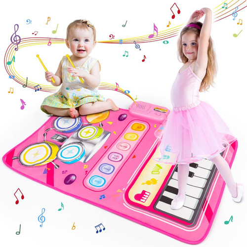 Amy&benton Baby Piano Mat Pink Piano & Drum Mat 2 En 1, Tape