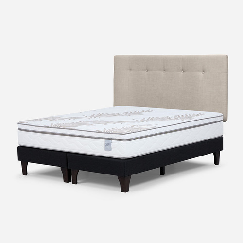 Cama Europea Neo Plus King + Respaldo New Bennet Natural