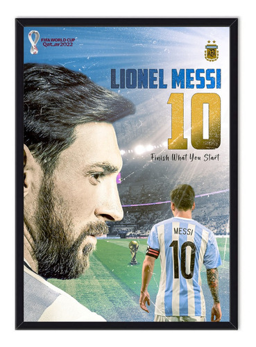 Cuadro Póster Enmarcado Lionel Messi Mundial Qatar 2022
