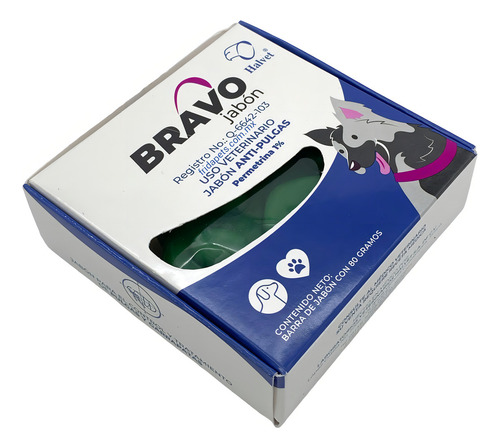 Jabon Anti-pulgas Y Garrapatas Para Perros Bravo 80g