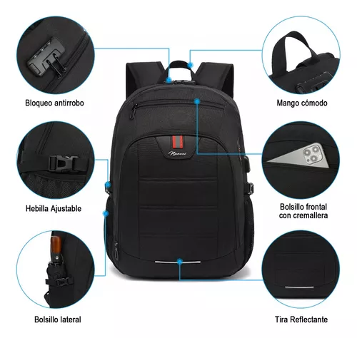 Mochila antirrobo para hombre, bolsa impermeable para ordenador