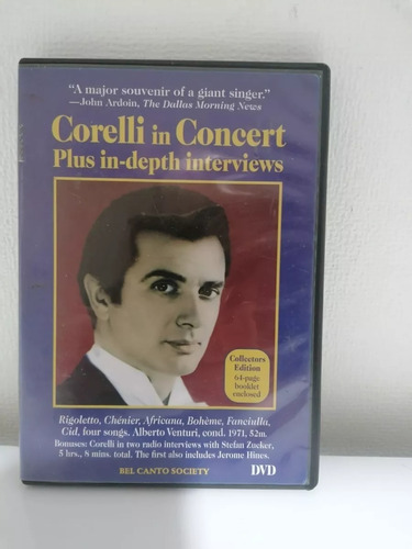 Franco Corelli  In Concert + Two Radio Interviews  Dvd