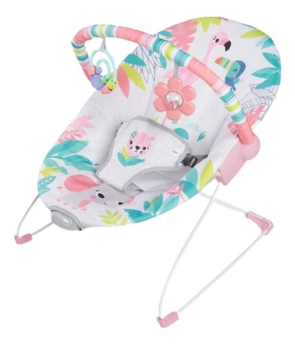 Silla mecedora para bebé Bright Starts Flamingo Vibes 12228-ES blanco/rosa