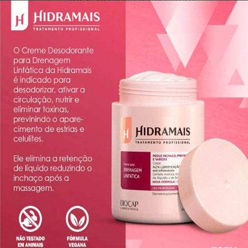 Creme Para Massagem Linfática Celulite Varizes Hidramais Fragrância Drenagem Linfatica