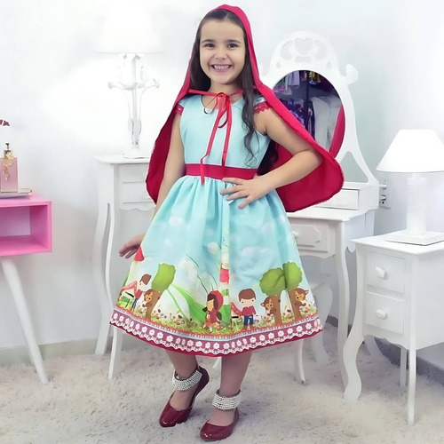Vestido Chapeuzinho Vermelho Com Capa