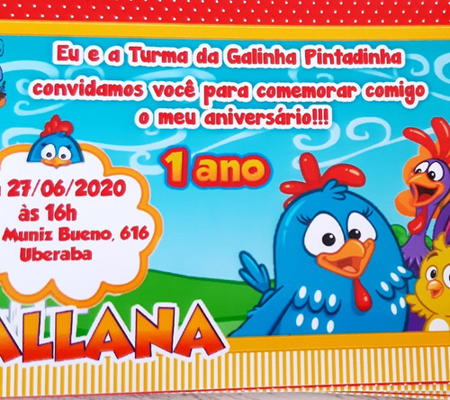 Imagem 5 de 5 de 40 Convites Galinha Pintadinha
