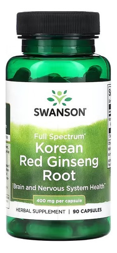 Swanson Raíz De Ginseng Rojo Coreano 400 Mg 90 Cápsulas