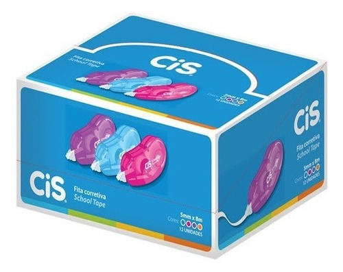 Fita Corretiva Cis School Tape 5 Mm X 8 M - Cx C/ 12 Un