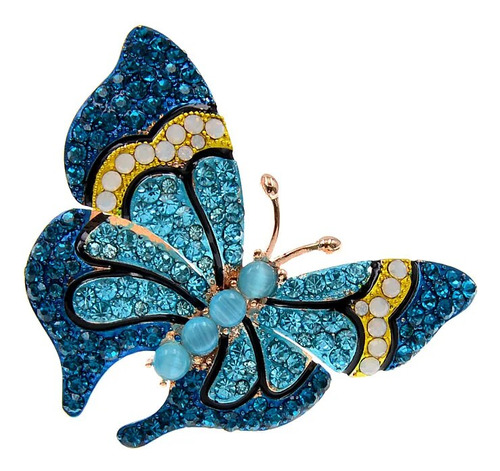 Broches De Mariposa Azul De Color Ámbar Con Diamantes De Imi